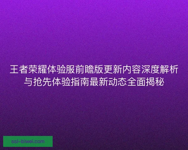 王者荣耀体验服前瞻版更新内容深度解析与抢先体验指南最新动态全面揭秘